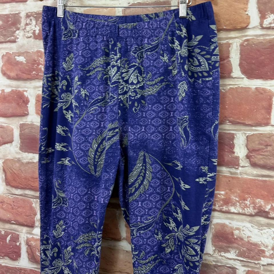 Leggings Roaman para mujer 1X 22/24 azul púrpura floral cachemira elásticos Foto 4 de 4