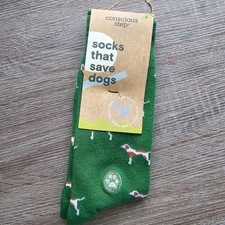 Socks That Save Dogs – Green – Size Small – Support Animal Rescue