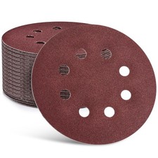 50 Pcs 5" Sandpaper Discs 8 Hole Hook and Loop Sand Paper Pads for Woodworking 0.21 per gallon