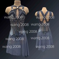 Figure Skating Dress Ice Skating Dress Competition Skating Wear gray dyeing