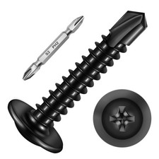 200Pcs 8 1" Black Self Tapping Screws for Metal Sheet Metal Screws 410 Black...