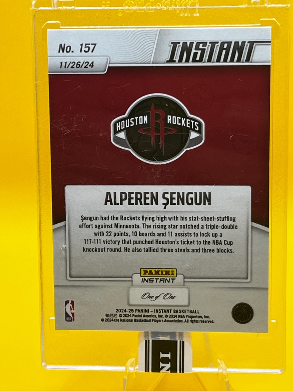 2024 Panini Instant Alperen Sengun - #157 1/1 One of One Encased - NBA CUP view 2