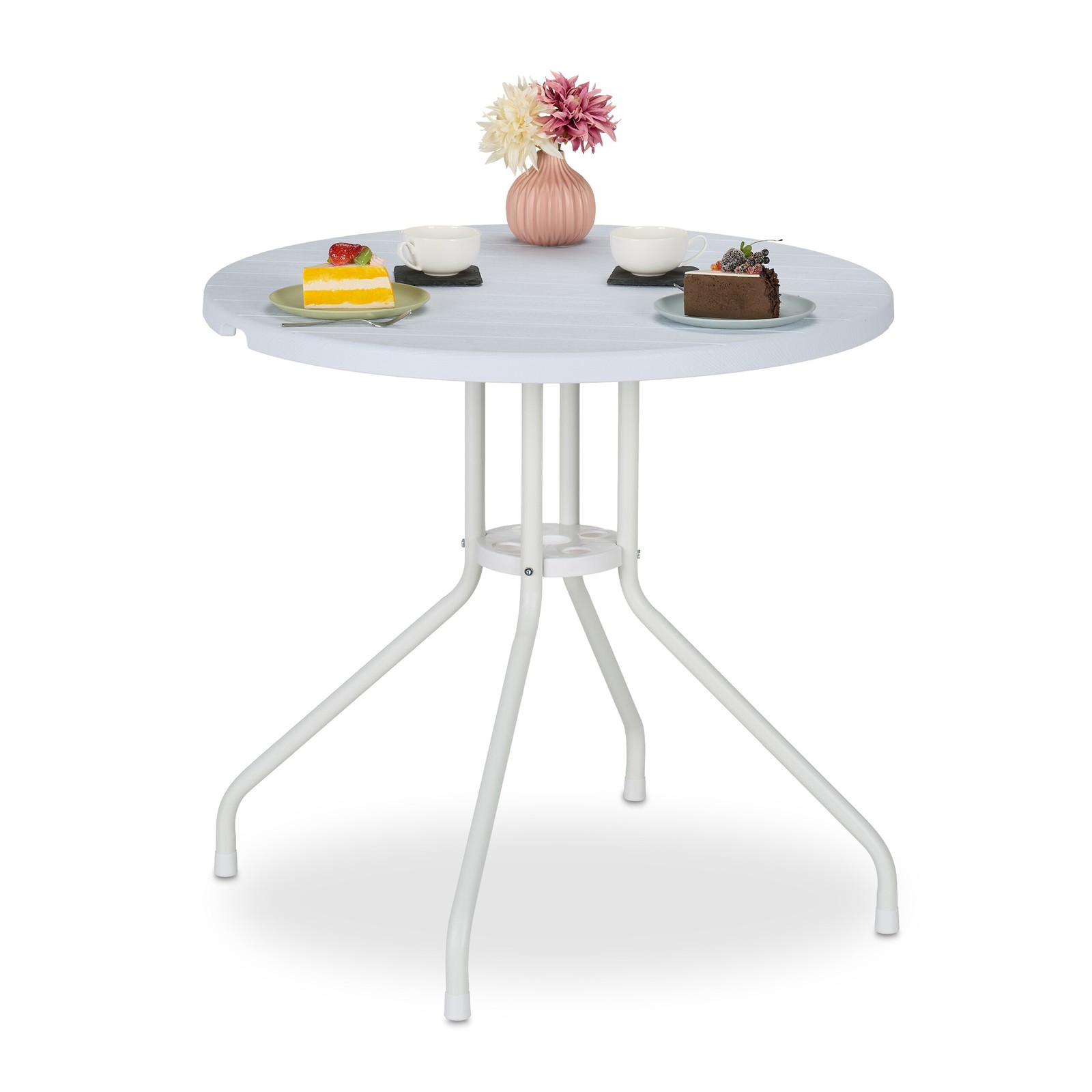 Gartentisch Balkontisch Terrassentisch Bistrotisch Outdoor Tisch rund Holzoptik