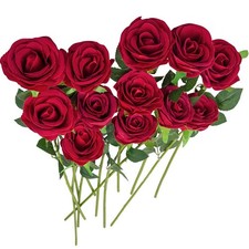 Kunstrosen rot 12 stück Künstliche Rosen Kunstblumen Set Plastikrosen rot