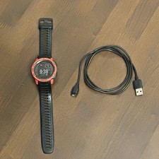Garmin Instinct Solar GPS Smartwatch 45mm Flame Red Used w/ Charger Scratch