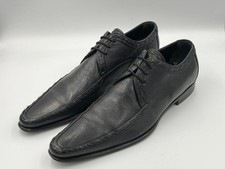 Dolce & Gabbana Men Black Pebbled Leather Derby Dress Shoes Stitch Detail Sz 10
