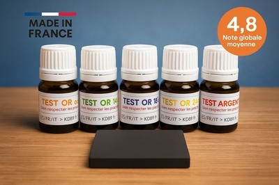 5 x Test Gold 9, 14, 18, 24 K + Silber + Prüfstein - KD89 Set