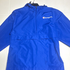 Champion Authentic Athleticwear Men's Blue Hooded Half-Zip Windbreaker size S