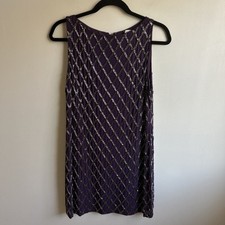 Alice & Olivia Sleeveless Purple Embellished Round Neck Sleeveless Lined Dress 6