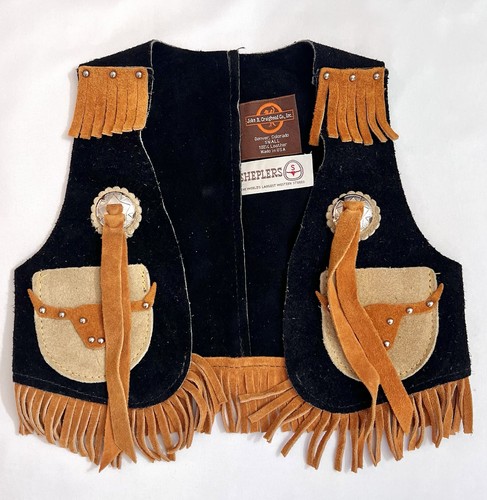 Sheplers John R. Craighead Child Kid Small S Western Vest Genuine Leather USA