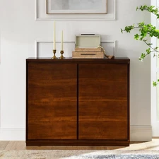 Walnut-colored Sideboard, Buffet Cabinet with 2 Outlet Holes, Storage Cabinet