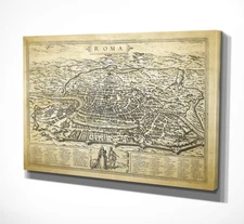Wexford Home Antique Rome Roma Map Gallery Wrapped Canvas Wall Art