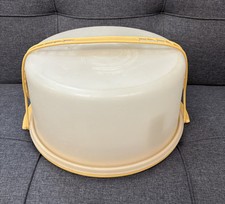 Vtg 1257-4 Tupperware 13" Cake Taker With Handle Yellow Gold 4pc Set Lot Keeper