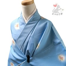 Nyankotei Ni16 Kimono Washable Synthetic Fiber Light Blue Pattern Japan