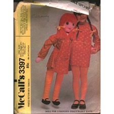 Vintage 1972 McCalls 3397 Betsy McCall 41" Rag Doll  Child Size 4 Dress Pattern