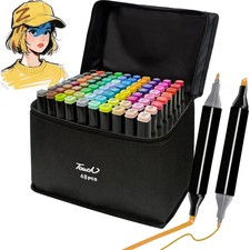48 Colors Dual Tip Art Markers Set With Fine Chisel Tips For Drawing Sketch