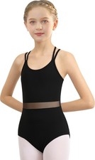 Girls Camisole Dance Leotard For Ballet Mesh Dancewear,Double Crisscross Stra...