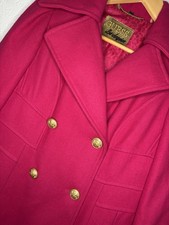 GUESS Womens Medium Hot Pink Wool Blend Military Coat Gold Buttons Peacoat