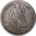 1874 10c Seated Liberty Dime - Arrows ~ Fine