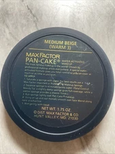 Vintage MAX FACTOR PAN CAKE MAKEUP Medium Beige Warm 3 water activated near full