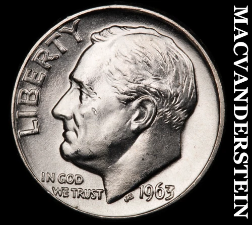1963-D Roosevelt Dime- Silver- Choice Gem Brilliant Uncirculated Luster#J607