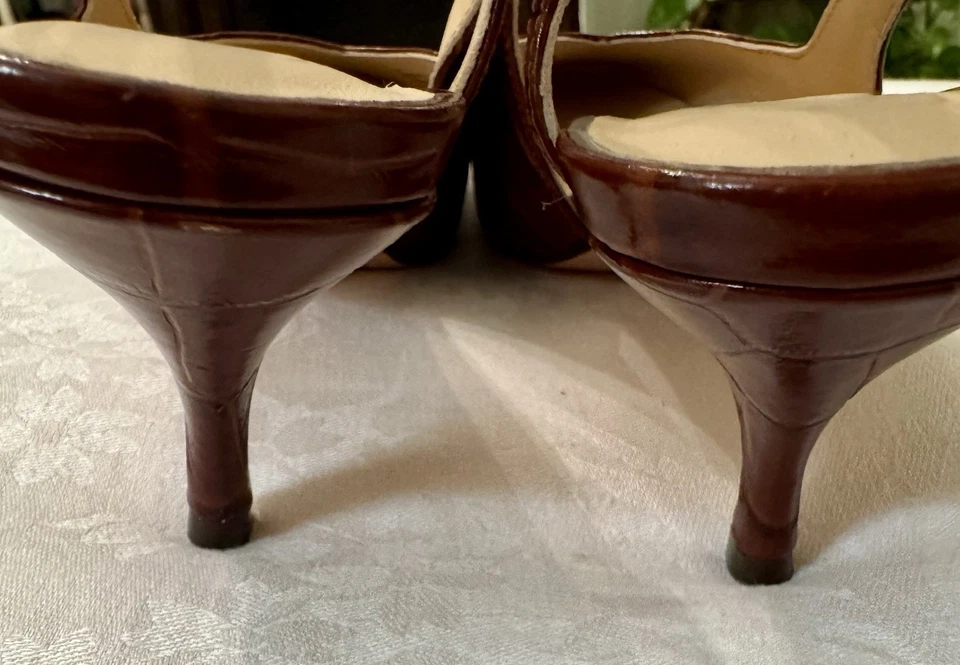 Zapatos de salón JCrew nuevos sin caja Colett Slingback d'Orsay cuero de cocodrilo en relieve talla 7,5 Foto 4 de 4