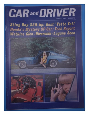 #ad Car and Driver January 1965 Corvette Sting Ray Honda GP Magazine $11.99