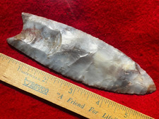 5 3/4" Fluted Flintridge Clovis Point, Indian Artifacts, Hopewell, Arrowheads