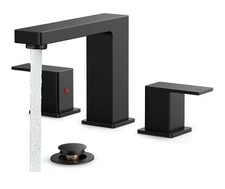 3 Hole Bathroom Sink Faucet 8" Widespread Faucet w/ Drain Matte Black Open Box