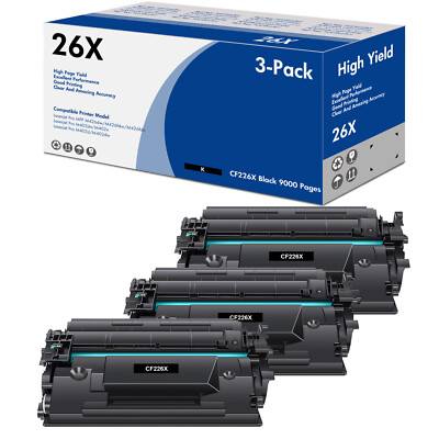 3 Pack Black CF226X Toner Combo for HP 26X Laserjet Printer Pro M402dn M402n