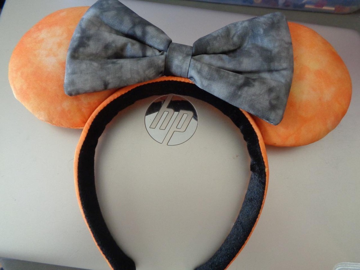 Orange Mickey Minnie Ears Headband with Gray Bow Disney-Tomorrowland Magic Kingdom Space Mountain Minnie Ears  main image 2