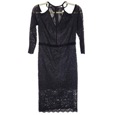 Express Sz 8 Black Lace Bodycon Halter Dress Lace Mesh Evening Cocktail Goth