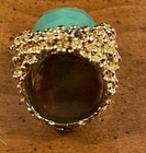 Signed Ring with Chrysoprase Stone in 14K Gold Plate size 6/6.5 May Birthstone — photo 4