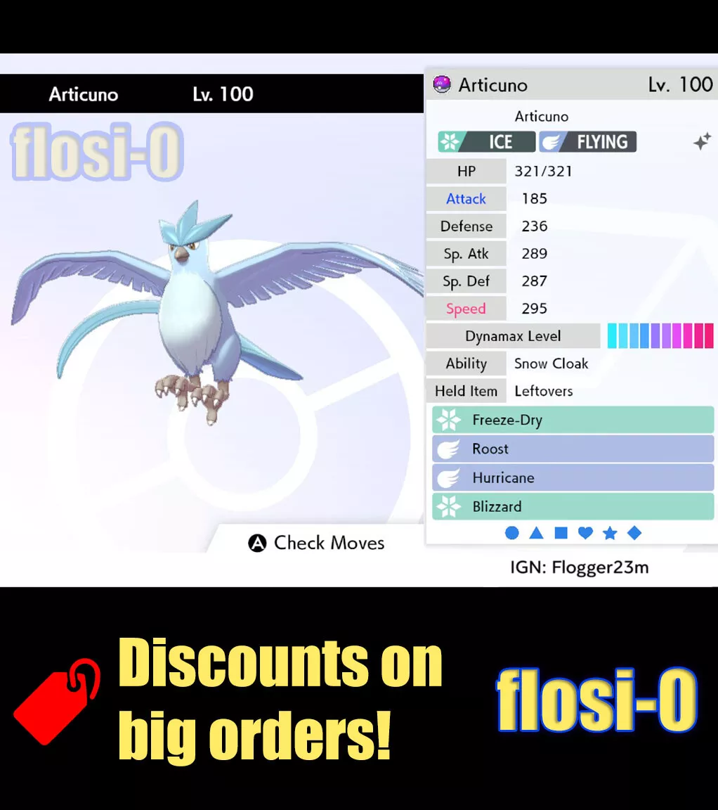 Pokemon Sword and Shield 6IV Shiny Articuno Hidden Ability