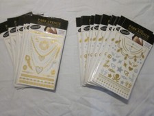 29 Pks Metallic Jewelry Temporary Tattoos 108 Per Pack - 3,132 Tattoos in Total