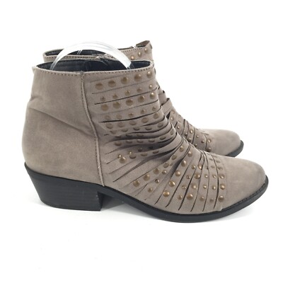 White Mountain Desire Studded Ankle Boots Size Womens Taupe Gray