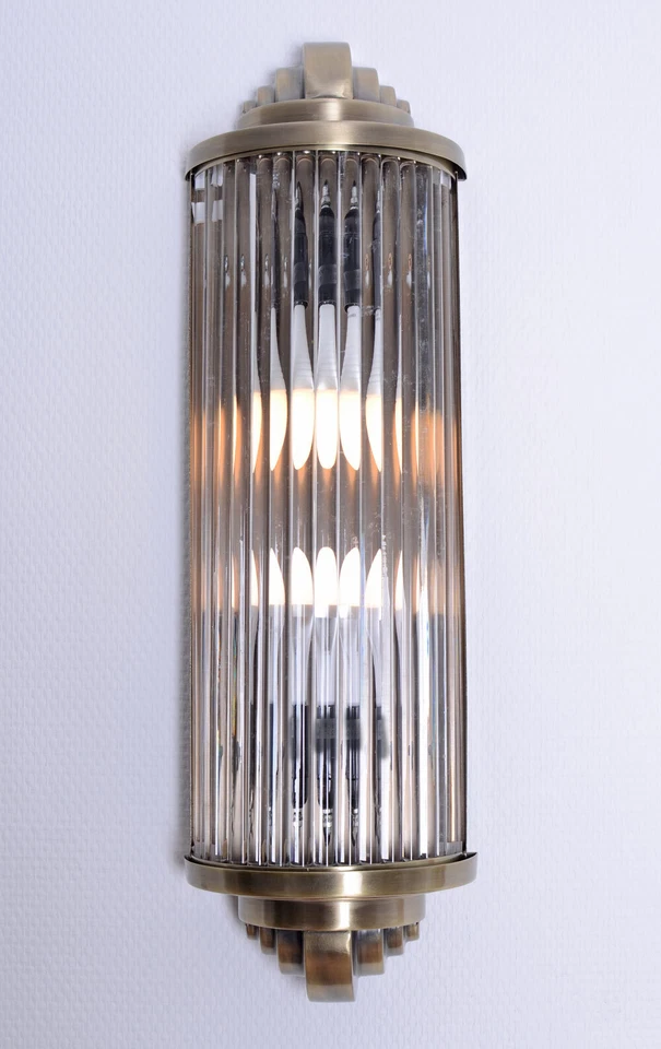 Art Deco Kinoleuchte Wandlampe Wandleuchte Bauhaus Leuchte Kinolampe Chrom Glas - Bild 2 von 4