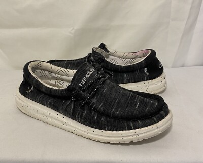 Hey Dude Wally Stretch Black Youth Shoes Size Y3/L4