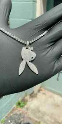 2Ct Pave VVS1/D Diamond Play Boy Hip Hop Men's Pendant 14K White Gold Finish
