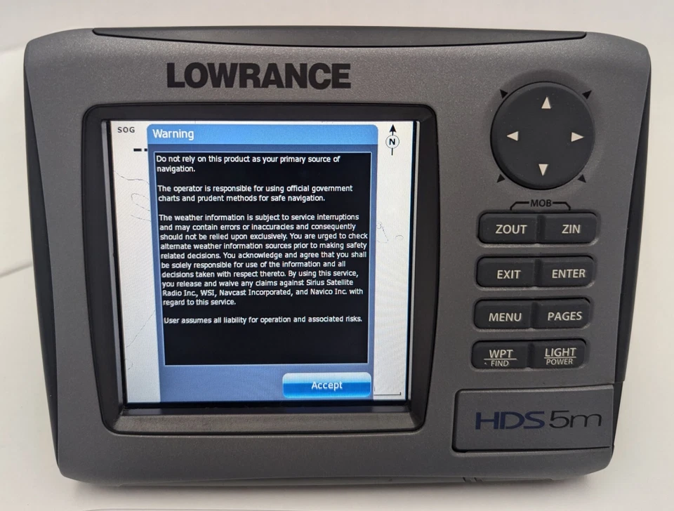 LOWRANCE HDS-5m GPS Chartplotter Display Unit w/ Navionics 674P+ Boston-New York - Image 3 of 4