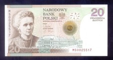 Poland 20 Zlotych 2011 NBP 100th Anniversary of M.Sklodowska-Curie  P191  UNC