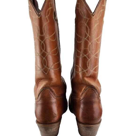 Acme Men\'s Tan Cowboy Boots Size 8D USA MENS ACME COWBOY BOOTS SIZE 8D ROUGHCUT TAN LIGHT BROWN  main image 4