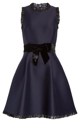 Kate Spade Velvet Bow Fit And Flare Dress, Rich Navy - Size 0 Kate Spade Velvet Bow Fit And Flare Dress, Rich Navy - Size 0