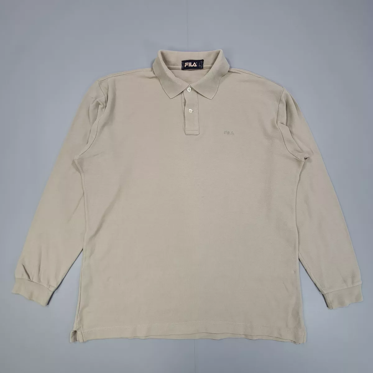 Fila Mens Polo Shirt Brown XL Long Sleeve Cotton Pique Top eBay
