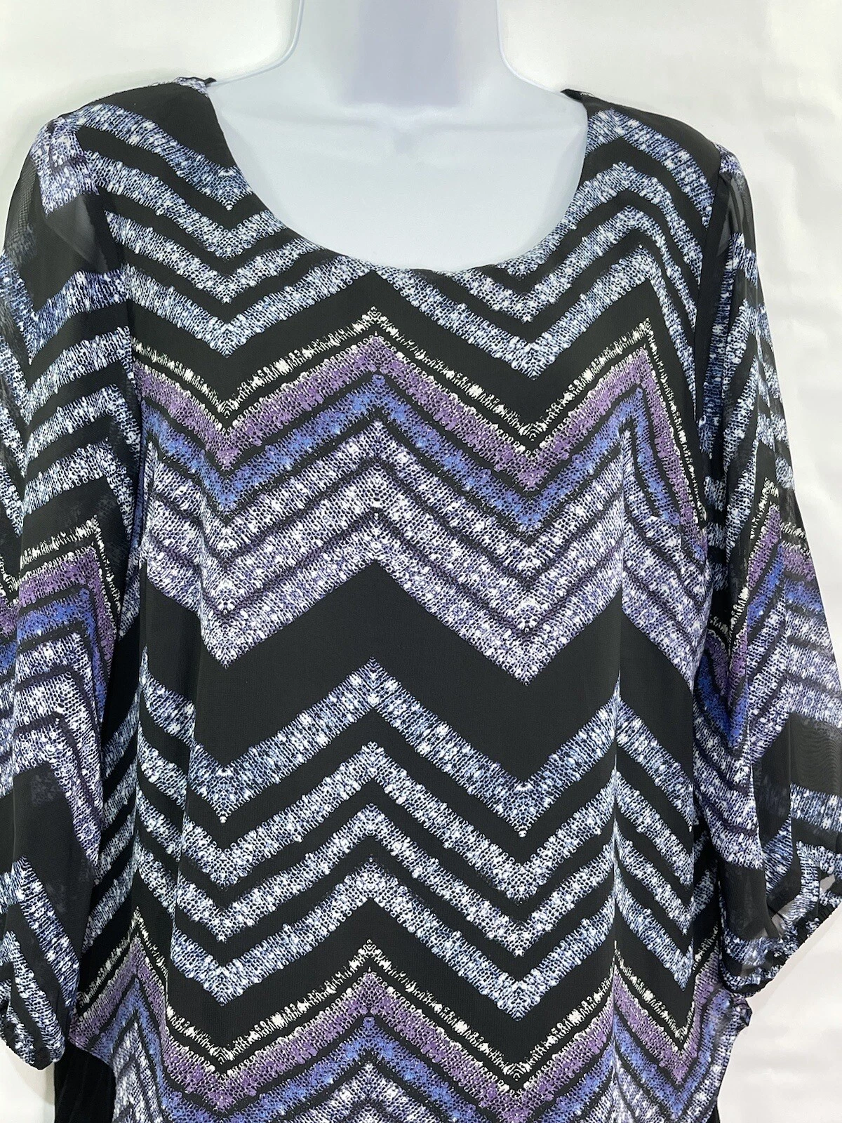 ALYX Camicia Donna Taglia M Nera Chevron Asimmetrica Strato Manica 3 4