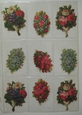 Vintage Victorian Die Cut Scraps FLOWERS BOUQUETS ROSES Embossed Paper Lot 5