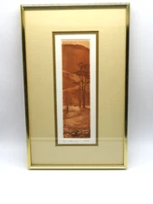 VTG Etching Trees on River bed titled Reaching by Tuttle Signed Numbered 147/350