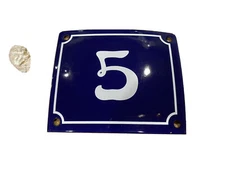 Vintage Style Blue Enamel Porcelain French House Number Door Steel Metal Sign 5