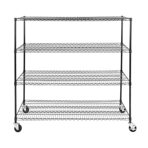 4 Tier Wire Shelving Unit 480LBS Heavy Duty Metal Storage Shelf Rack w/Wheels - Picture 24 of 24