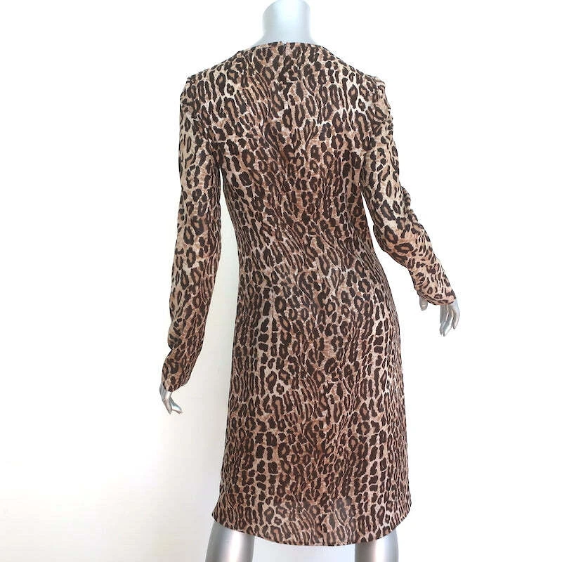 Vintage D&G Dolce & Gabbana Leopard Print Long Sleeve Dress Brown Size 42 - Image 4 of 4